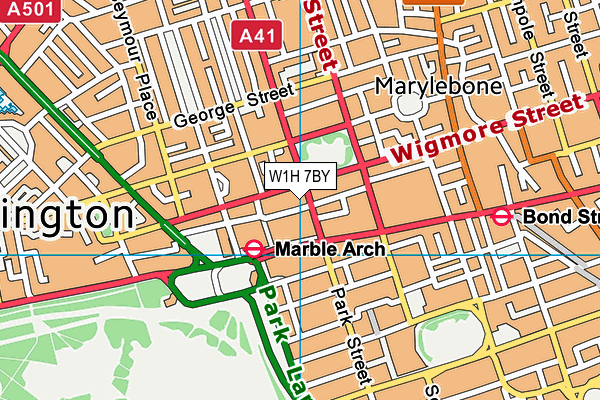 W1H 7BY map - OS VectorMap District (Ordnance Survey)