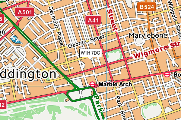 W1H 7DG map - OS VectorMap District (Ordnance Survey)