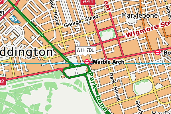 W1H 7DL map - OS VectorMap District (Ordnance Survey)