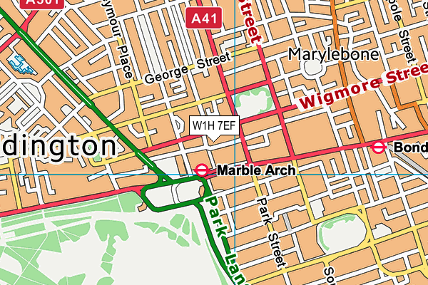 W1H 7EF map - OS VectorMap District (Ordnance Survey)