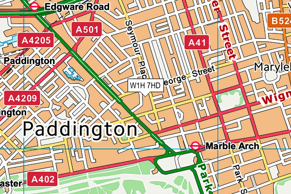 W1H 7HD map - OS VectorMap District (Ordnance Survey)