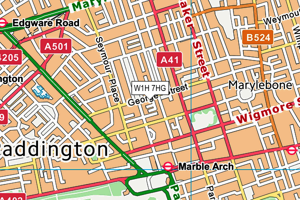 W1H 7HG map - OS VectorMap District (Ordnance Survey)