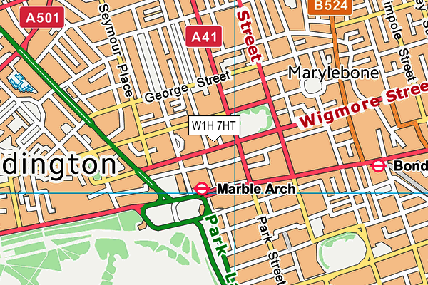 W1H 7HT map - OS VectorMap District (Ordnance Survey)