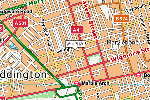 W1H 7HW map - OS VectorMap District (Ordnance Survey)