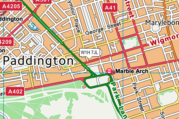 W1H 7JL map - OS VectorMap District (Ordnance Survey)