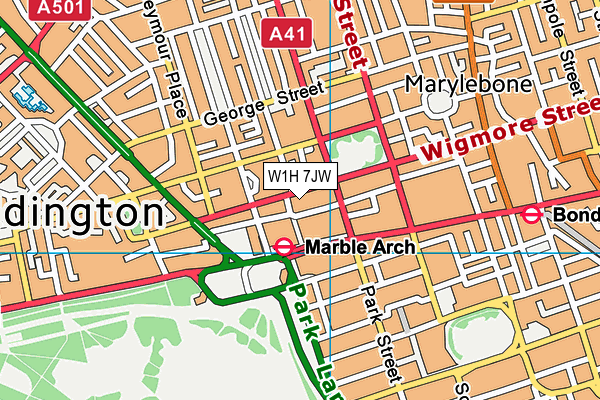 W1H 7JW map - OS VectorMap District (Ordnance Survey)