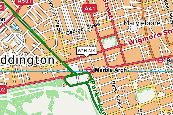 W1H 7JX map - OS VectorMap District (Ordnance Survey)