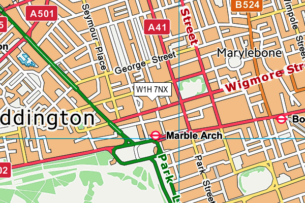W1H 7NX map - OS VectorMap District (Ordnance Survey)