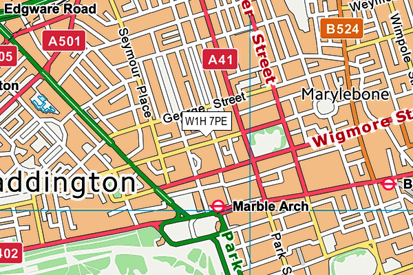 W1H 7PE map - OS VectorMap District (Ordnance Survey)
