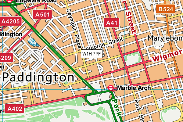 W1H 7PF map - OS VectorMap District (Ordnance Survey)