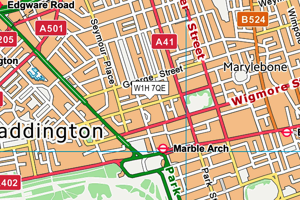 W1H 7QE map - OS VectorMap District (Ordnance Survey)