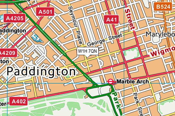 W1H 7QN map - OS VectorMap District (Ordnance Survey)