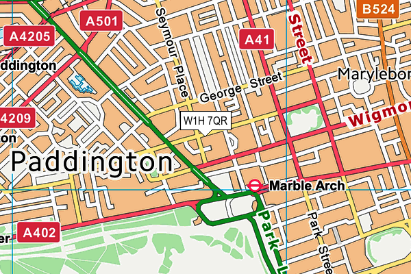 W1H 7QR map - OS VectorMap District (Ordnance Survey)