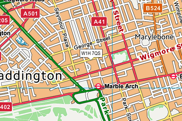 W1H 7QS map - OS VectorMap District (Ordnance Survey)