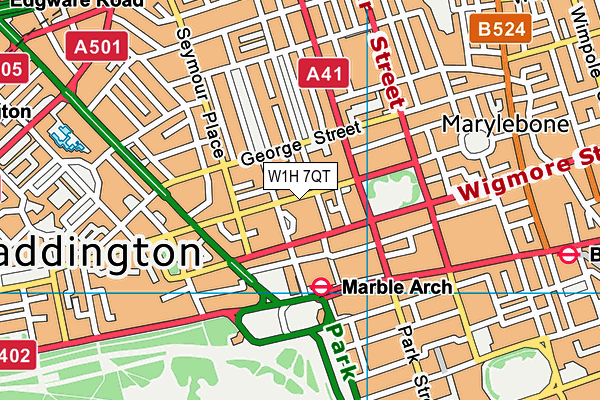 W1H 7QT map - OS VectorMap District (Ordnance Survey)