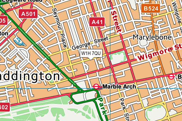 W1H 7QU map - OS VectorMap District (Ordnance Survey)