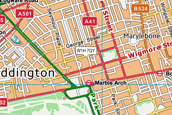 W1H 7QY map - OS VectorMap District (Ordnance Survey)