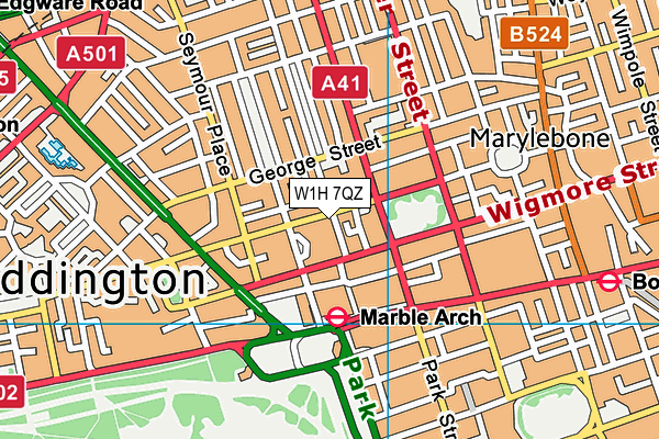 W1H 7QZ map - OS VectorMap District (Ordnance Survey)