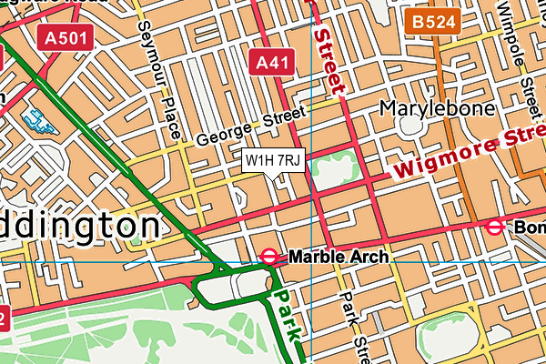 W1H 7RJ map - OS VectorMap District (Ordnance Survey)