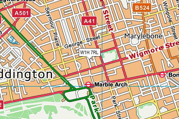 W1H 7RL map - OS VectorMap District (Ordnance Survey)