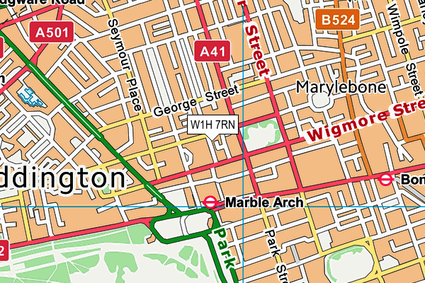 W1H 7RN map - OS VectorMap District (Ordnance Survey)