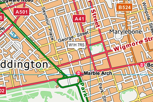 W1H 7RS map - OS VectorMap District (Ordnance Survey)
