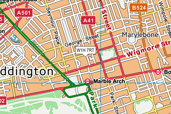 W1H 7RT map - OS VectorMap District (Ordnance Survey)