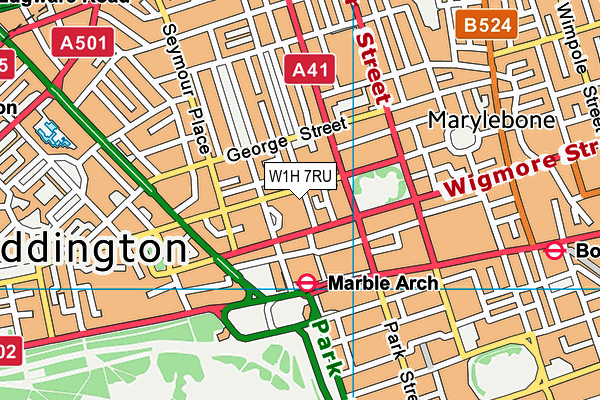 W1H 7RU map - OS VectorMap District (Ordnance Survey)