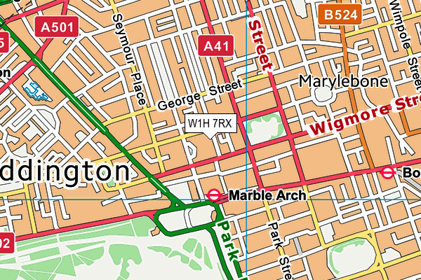 W1H 7RX map - OS VectorMap District (Ordnance Survey)