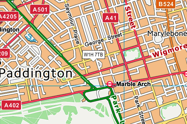 W1H 7TB map - OS VectorMap District (Ordnance Survey)