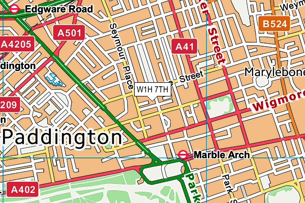 W1H 7TH map - OS VectorMap District (Ordnance Survey)