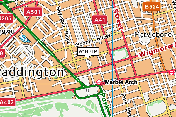 W1H 7TP map - OS VectorMap District (Ordnance Survey)