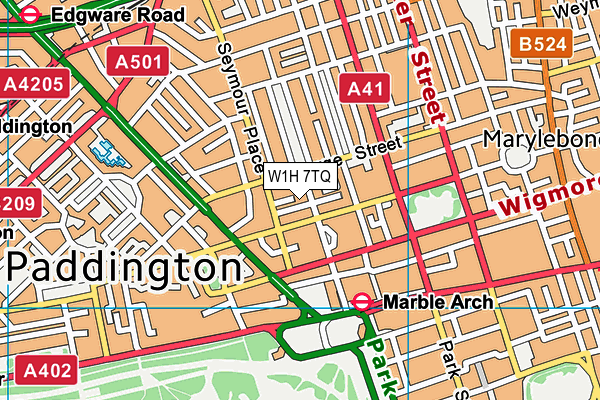 W1H 7TQ map - OS VectorMap District (Ordnance Survey)