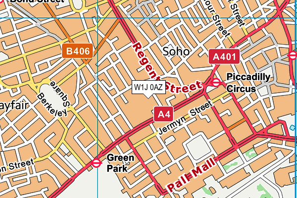 W1J 0AZ map - OS VectorMap District (Ordnance Survey)