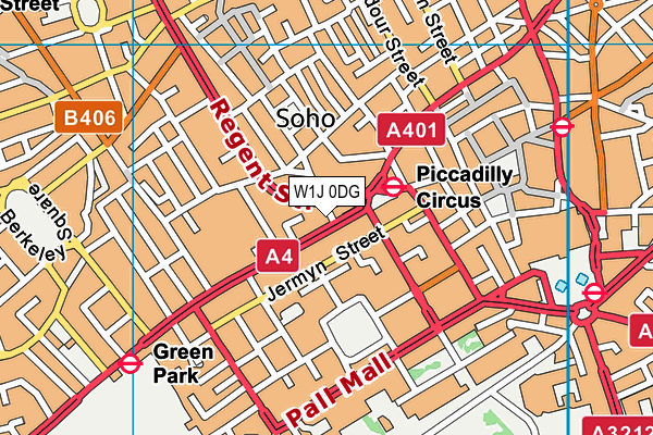 W1J 0DG map - OS VectorMap District (Ordnance Survey)