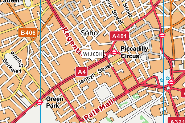 W1J 0DH map - OS VectorMap District (Ordnance Survey)