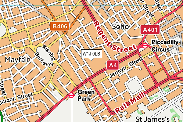 W1J 0LB map - OS VectorMap District (Ordnance Survey)