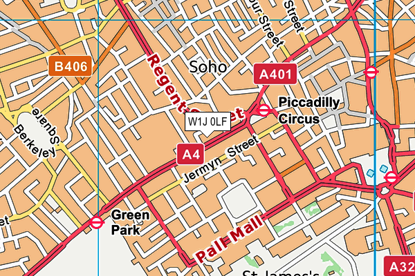 W1J 0LF map - OS VectorMap District (Ordnance Survey)