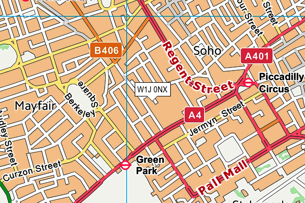 W1J 0NX map - OS VectorMap District (Ordnance Survey)