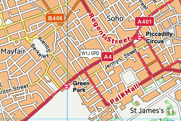 W1J 0PD map - OS VectorMap District (Ordnance Survey)