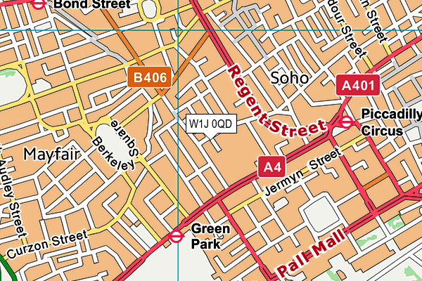 W1J 0QD map - OS VectorMap District (Ordnance Survey)