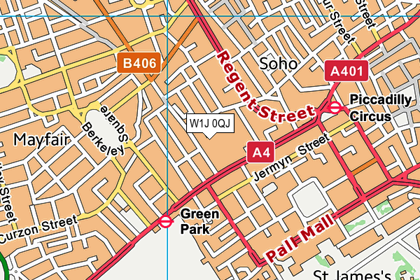 W1J 0QJ map - OS VectorMap District (Ordnance Survey)
