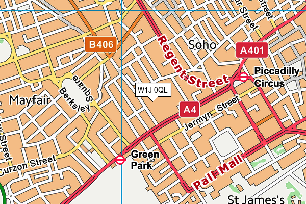 W1J 0QL map - OS VectorMap District (Ordnance Survey)