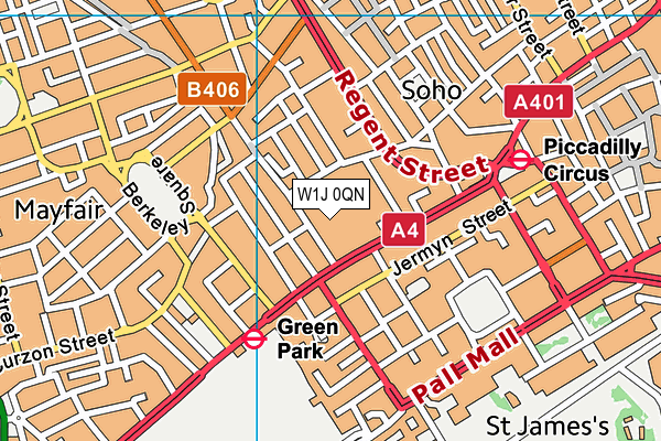 W1J 0QN map - OS VectorMap District (Ordnance Survey)
