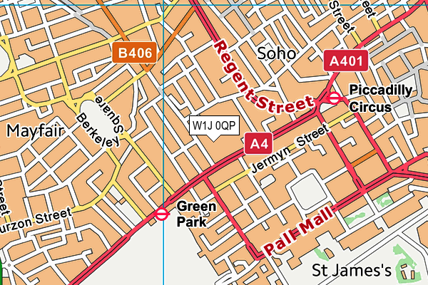 W1J 0QP map - OS VectorMap District (Ordnance Survey)