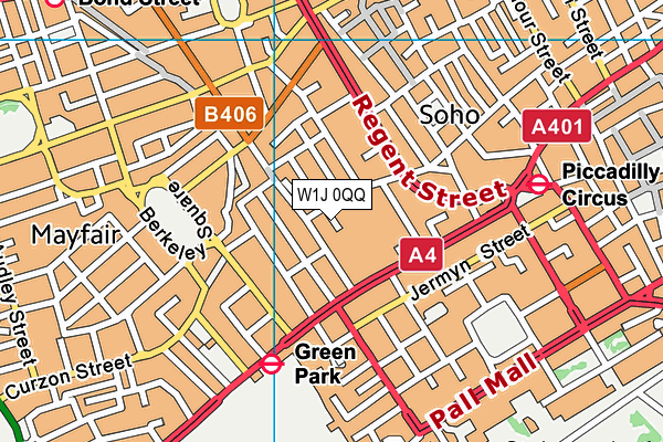 W1J 0QQ map - OS VectorMap District (Ordnance Survey)