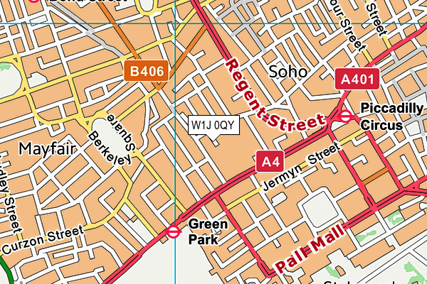 W1J 0QY map - OS VectorMap District (Ordnance Survey)