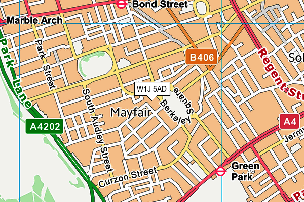 W1J 5AD map - OS VectorMap District (Ordnance Survey)