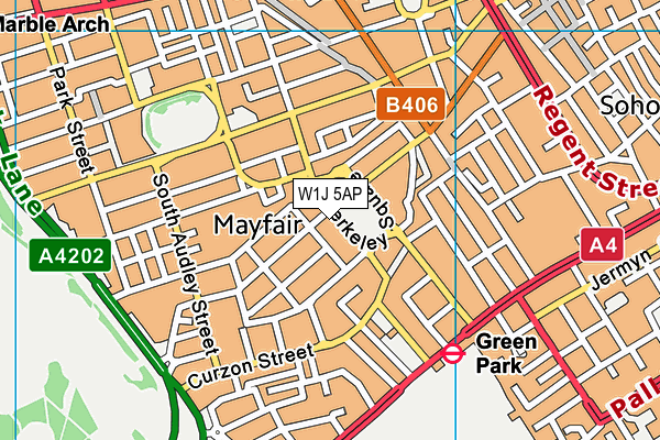 W1J 5AP map - OS VectorMap District (Ordnance Survey)