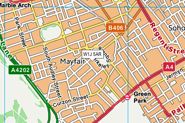 W1J 5AR map - OS VectorMap District (Ordnance Survey)